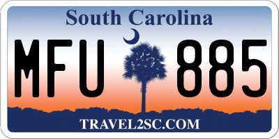 SC license plate MFU885
