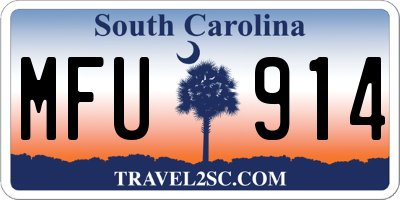 SC license plate MFU914