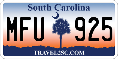 SC license plate MFU925