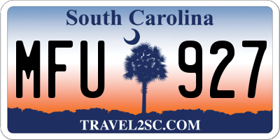 SC license plate MFU927