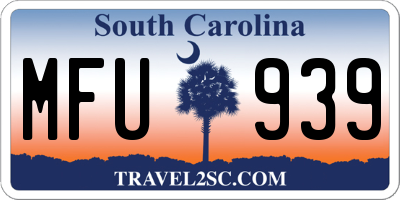 SC license plate MFU939