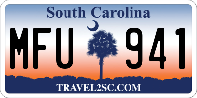 SC license plate MFU941