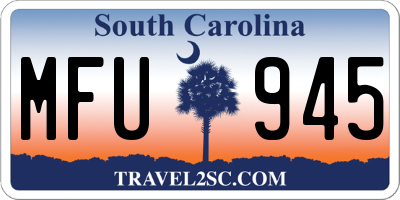 SC license plate MFU945