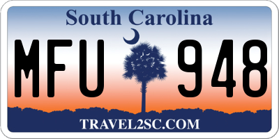 SC license plate MFU948