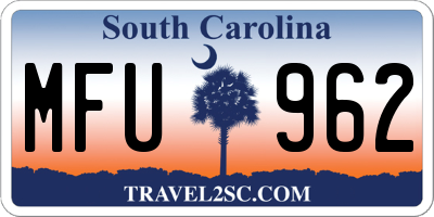 SC license plate MFU962