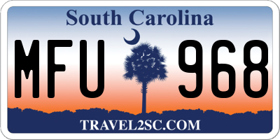 SC license plate MFU968