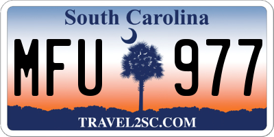 SC license plate MFU977