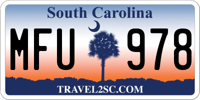 SC license plate MFU978