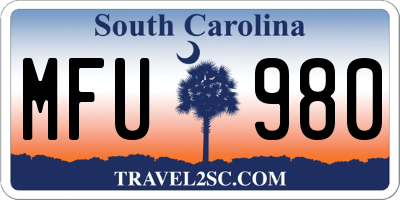 SC license plate MFU980