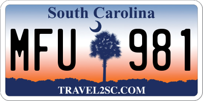 SC license plate MFU981