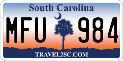 SC license plate MFU984