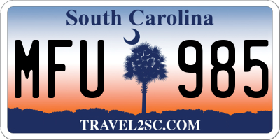 SC license plate MFU985