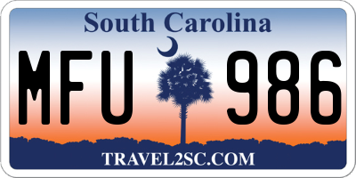 SC license plate MFU986