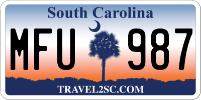 SC license plate MFU987