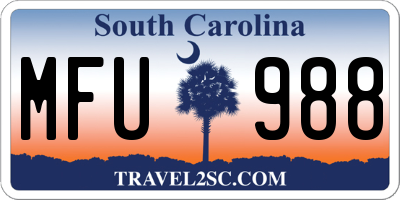 SC license plate MFU988