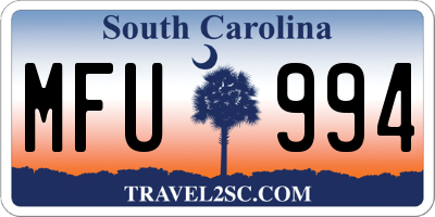 SC license plate MFU994