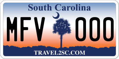SC license plate MFV000