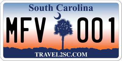 SC license plate MFV001