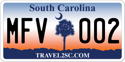 SC license plate MFV002