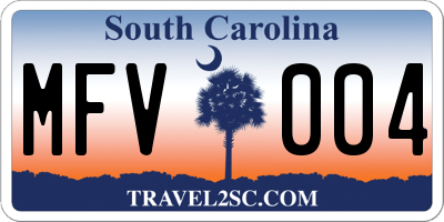 SC license plate MFV004