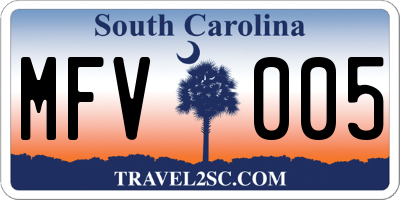 SC license plate MFV005