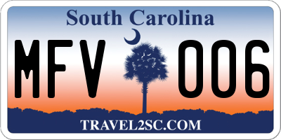 SC license plate MFV006