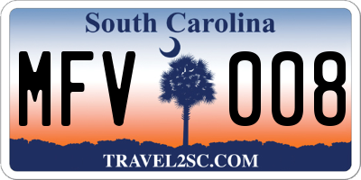 SC license plate MFV008