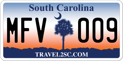 SC license plate MFV009