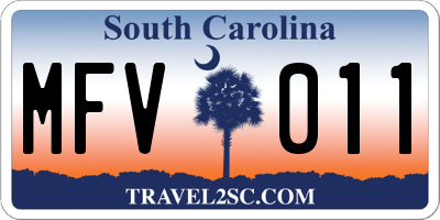 SC license plate MFV011