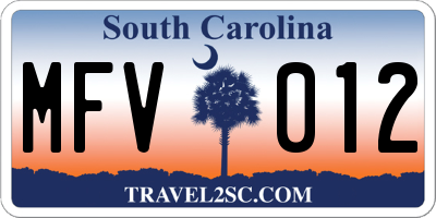 SC license plate MFV012