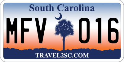 SC license plate MFV016
