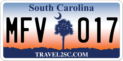 SC license plate MFV017