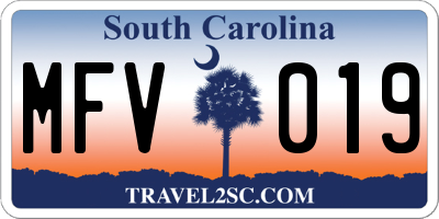 SC license plate MFV019