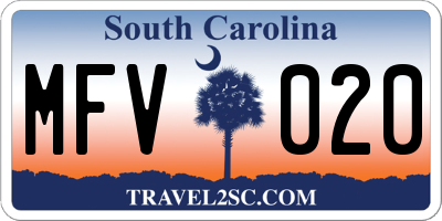 SC license plate MFV020