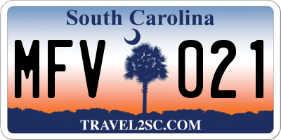 SC license plate MFV021