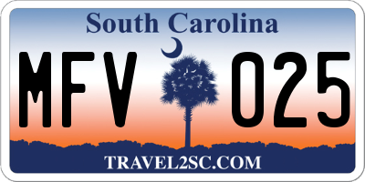 SC license plate MFV025