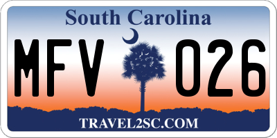 SC license plate MFV026