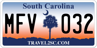 SC license plate MFV032