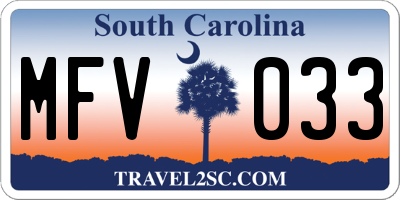 SC license plate MFV033