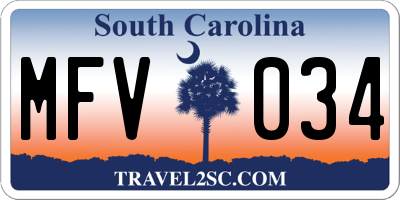 SC license plate MFV034