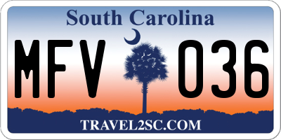 SC license plate MFV036