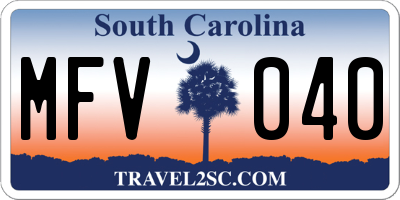 SC license plate MFV040