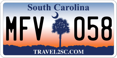 SC license plate MFV058
