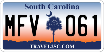 SC license plate MFV061