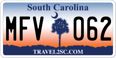 SC license plate MFV062