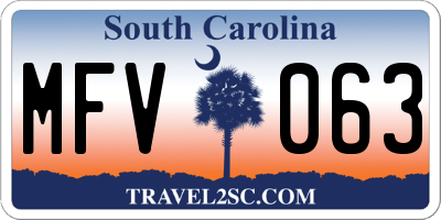 SC license plate MFV063