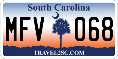 SC license plate MFV068