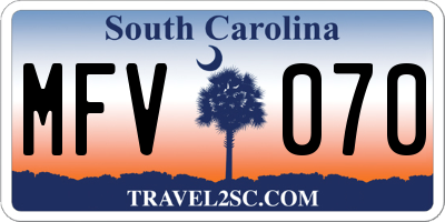 SC license plate MFV070