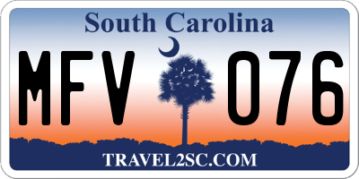 SC license plate MFV076
