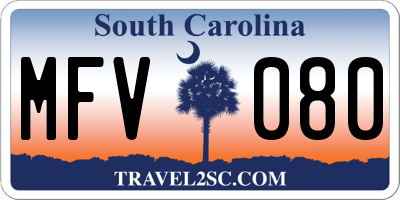 SC license plate MFV080
